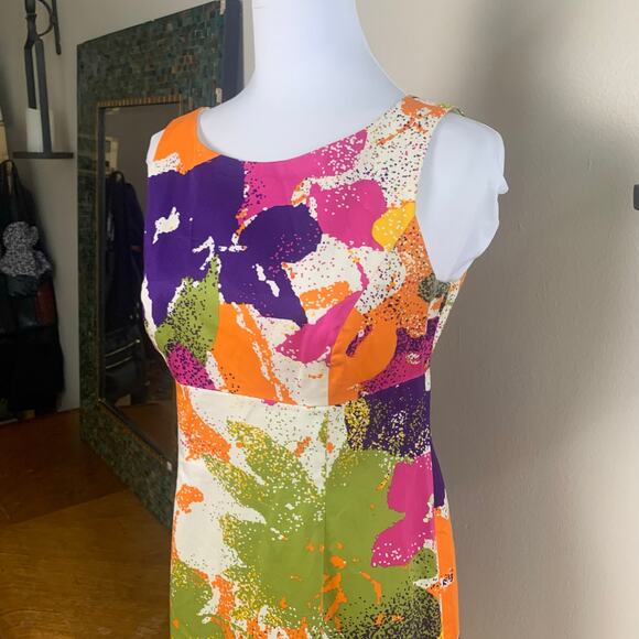 Evan Picone Siz 4 Colorful Abstract Floral Sheath Dress Sleeveless Easter Summer - Picture 3 of 5